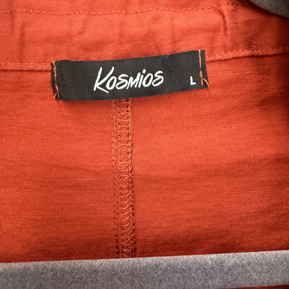 Womens Large Rust Orange Utility Coat Trench LONG Drawstring Long Rayon BBY1002 - Picture 7 of 16